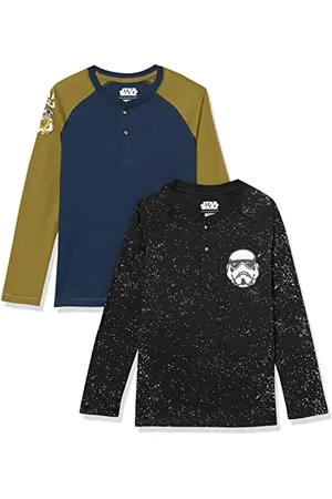 Amazon Disney | Marvel | Star Wars T-Shirts Henley à Manches Longues Garçon, Lot de 2, , 9 Ans