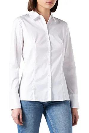 HUGO BOSS Femmes The Fitted Shirt Chemisier Slim Fit en Popeline Facile à Repasser