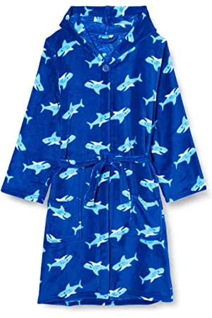 Playshoes Mixte enfant Fleece-bademantel Hai Peignoir, Bleu (original), 5 ans Taille fabricant 110 116 EU