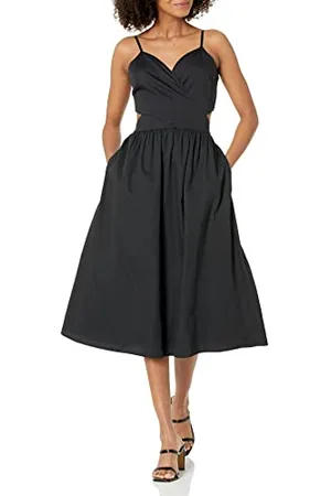 THE DROP Makenna Strappy Cross Front Smocked Back Midi Dress Robes, , XXL