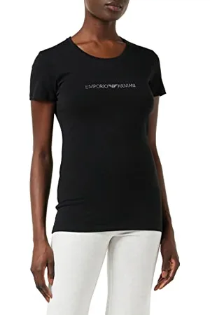Emporio Armani Crew Neck T-Shirt Iconic Cotton, Black, XL Femme