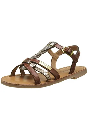 Les Tropéziennes par M Belarbi Filles BADAMI Sandales Bride Cheville, Marron (Tan/Or), 32 EU