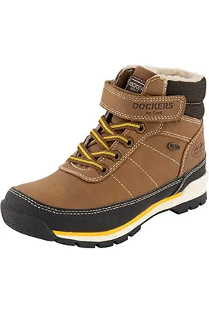 Dockers Garçon Bottines à Lacets, Gamin Bottines,Hydrofuge,Doublure Chaude,Demi-Bottes,Botte à Lacets,Braun,28 EU / 10 Child UK