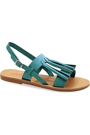Emmanuela Handcrafted For You 36 Emmanuela Sandales en cuir plats à la main Grecque avec des glands, des chaussures d