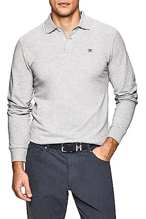 Hackett Slim Fit Logo Ls Polo, Gris (Light Grey), L Homme
