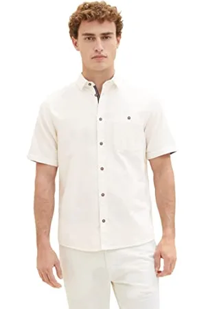 TOM TAILOR 1036213 Chemise à Manches Courtes avec Poche Poitrine, 10338-Beige Clair, L Homme