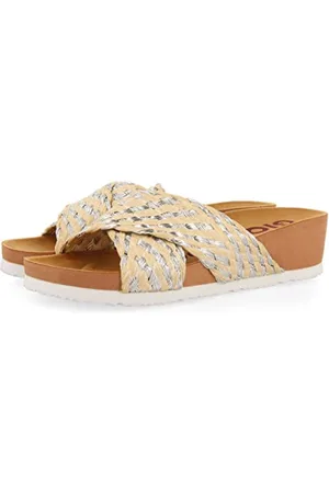 Gioseppo Claquettes Style Bio à lanières en Raphia et Argent pour Femme bandrele
