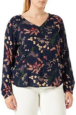 Kaffe Femme V-Neck with Long Sleeves Print Desgn Blouse, , 38 EU