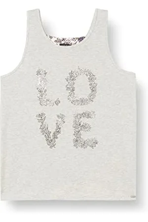 IKKS JUNIOR Débardeur bi-matière Coton Viscose Broderie Love Devant XU10252.24 Caraco, , 4 Ans Fille