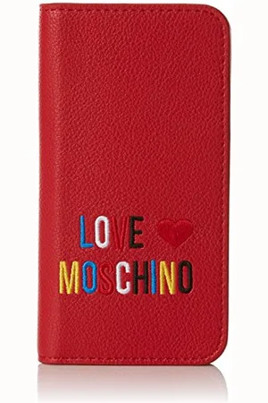 Moschino Portacel.small Grain Pvc Rosso, Pochettes femme, , 2x14x7 cm (B x H T)