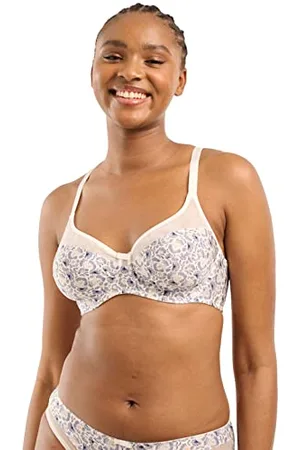 Sans Complexe Soutien Gorge Classique Armatures, pour Femmes, Modèle Complice 70AAD81, Imprime Floral Ivoire/Bleu, 90D