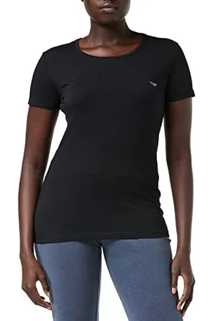 Emporio Armani Crew Neck T-Shirt Iconic Cotton, Black, L Femme