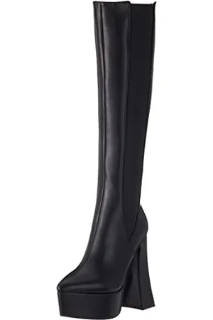 Lamoda Gone, Knee High Boot Femme, Black PU, 38 EU