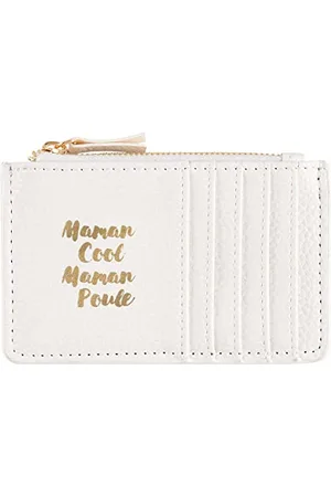 DRAEGER PARIS 1886 DRAEGER Paris - Porte-Carte - Maman Cool Maman Poule - 12,5 x 8 cm - Blanc - Zippé - Accessoire, Mode, Fashion, Tendance - Idée Cadeau Famille, Fête des Mères