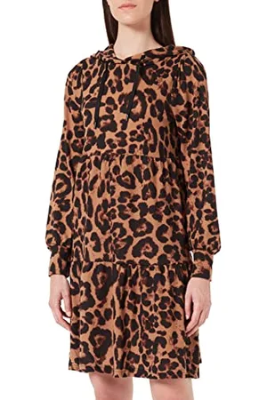 ONLY Onlelcos Emma L/S Robe à Capuche JRS, Noir/AOP : Leo, S Femme