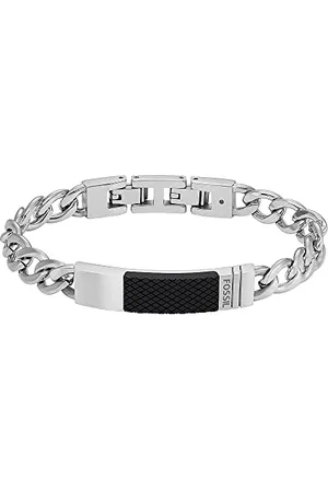 Fossil Bracelet Pour Hommes , Longueur : 205mm, Largeur : 42mm, Hauteur : 9mm Bracelet En Acier Inoxydable Argenté, JF04411040