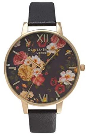 Olivia Burton Montre Analogique à Quartz pour Femme avec Bracelet en Cuir Noir - OB14WG01