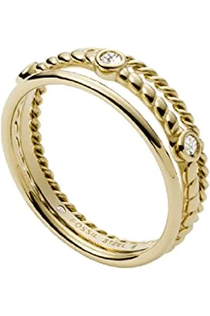 Fossil Bague Pour Femme Vintage Iconic, Hauteur : 7.4mm Bague En Acier Inoxydable Doré, JF03801710