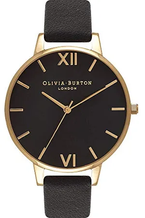 Olivia Burton Montre Analogique à Quartz pour Femme Collection Black DIAL avec Bracelet en Cuir Noir - OB15BD55