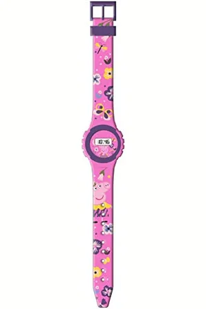 KIDS LICENSING | Montre-Bracelet numérique |Montre Digitale| Conception de Peppa Pig | Bracelet imprimé | Utilisation Simple | 15cm | Sphère de 5 mm | Résistant | en Plastique