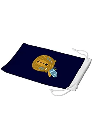 Bonamaison Imprimé Numériquement Lunettes Étui avec Cordon ​de Serrage, 100% Coton, Sac Lunettes, Pochette à Lunettes, 1 Pièce, Taille: 11x19 Cm