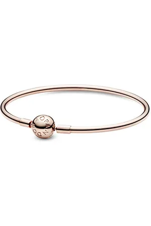 PANDORA Icons Bracelet jonc en métal plaqué rose 14 carats, 17