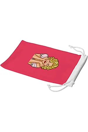 Bonamaison Imprimé Numériquement Lunettes Étui avec Cordon ​de Serrage, 100% Coton, Sac Lunettes, Pochette à Lunettes, 1 Pièce, Taille: 11x19 Cm