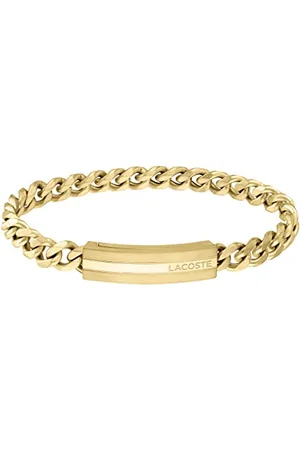 Lacoste Bracelet en Chaîne pour Homme Collection ADVENTURER en Or Jaune avec une Plaque Gravée - 2040092