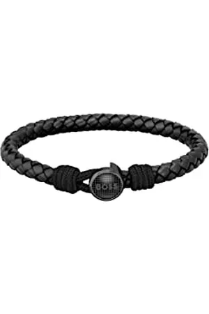 HUGO BOSS Jewelry Bracelet en Cuir Tressé pour Homme Collection THAD CLASSIC Couleur Noire - 1580468M