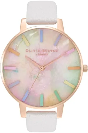 Olivia Burton Montre Analogique à Quartz pour Femme Collection Rainbow avec Bracelet en Cuir Gris - OB16RB27