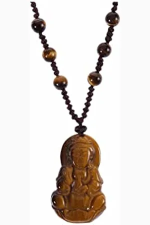 Lachineuse COLLIER BOUDDHA GUANYIN en OEIL DE TIGRE