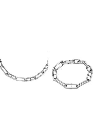 Fossil Collier pour femmes Collier de chaîne Heritage D-Link, longueur : 375mm+60mm Bracelet pour femmes Bracelet Heritage D-Link en acier inoxydable, Longueur:165mm/175mm/190mm