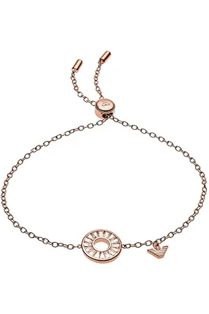 Emporio Armani Bracelet Pour Femme, Longueur Intérieure : 160mm + 20mm, Taille Du Pendentif Rond : 13X13X2mm Bracelet En Argent Sterling Et Or Rose, EG3458221