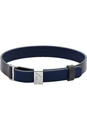 Emporio Armani Bracelet Pour Hommes Essentiel, Longueur : 275mm, Largeur : 12mm Bracelet En Acier Inoxydable Argenté, EGS2918040, Bleu indigo
