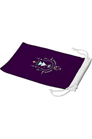 Bonamaison Imprimé Numériquement Lunettes Étui avec Cordon ​de Serrage, 100% Coton, Sac Lunettes, Pochette à Lunettes, 1 Pièce, Taille: 11x19 Cm