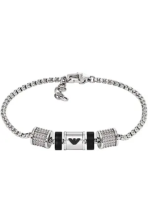 Emporio Armani Bracelet pour homme, bracelet rondelle en onyx, longueur : 190mm+20mm, largeur : 36.5mm, hauteur : 8mm, EGS2999040
