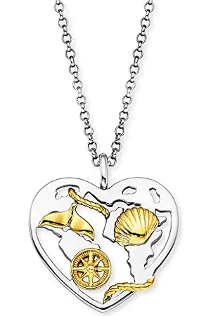 Engelsrufer Aloha Collier pour femme en argent sterling avec pendentif bicolore – Fermoir mousqueton – Réglable en trois longueurs – Sans nickel, 42 cm, Argent sterling, Pas de gemme