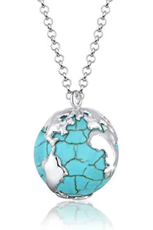 Elli Collier Femme Pendentif Globe Terrestre Howlite en Argent Sterling 925