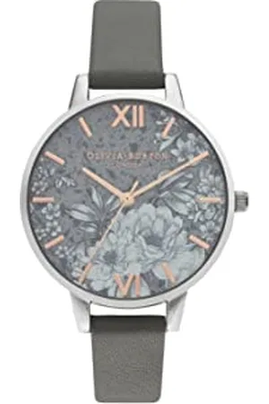Olivia Burton Montre Analogique à Quartz pour Femme avec Bracelet de Cuir Vegan Gris foncé - OB16TZ05