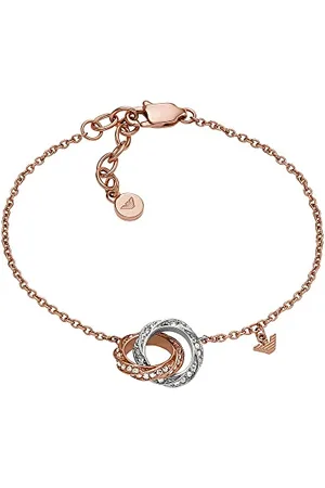 Emporio Armani Bracelet chaîne en acier inoxydable, bicolore, pour femme, EGS3005221