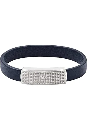 Emporio Armani Gourmette en cuir, bleu, pour homme, EGS2987040