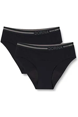 Dorina Culottes de Période, Pack de 2 Culottes Style Hipster Résistantes aux Fuites, Microfibre Douce Laminée pour Flux Léger à Moyen, Alternative Écologique, Noir