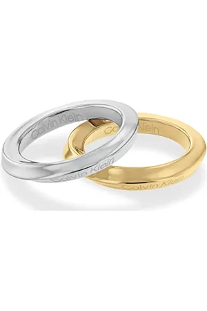 Calvin Klein Lot de 2 Bagues pour Femme Collection TWISTED RING en Acier Inoxydable et Or Jaune - 35000330B
