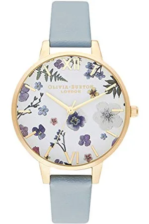 Olivia Burton Montre Analogique à Quartz pour Femme avec Bracelet de Cuir Vegan Bleu Pale - OB16AR08