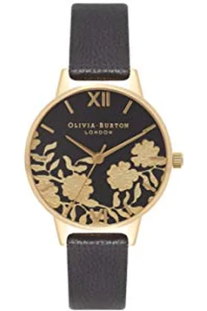 Olivia Burton Montre Analogique à Quartz pour Femme avec Bracelet en Cuir Noir - OB16MV60