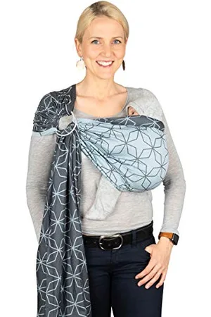 Hoppediz Ring-Sling, Porte-bébé pour les Nouveau-nés et Bébés, Écharpe de portage avec deux anneaux en aluminium, 0-36 mois, 3-20 kg