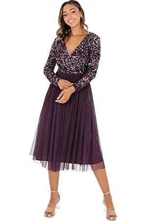 Maya Deluxe Maya Berry Embellished Halter Neck Maxi Dress Robe de Demoiselle d