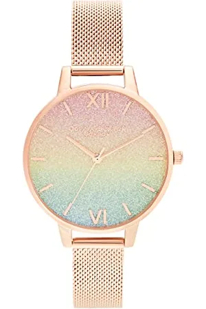 Olivia Burton Montre Analogique à Quartz pour Femme Collection Rainbow avec Bracelet Milanais en Acier Inoxydable Couleur Or Rose - OB16RB18