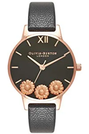 Olivia Burton Montre Analogique à Quartz pour Femme avec Bracelet en Cuir Noir - OB16CH05