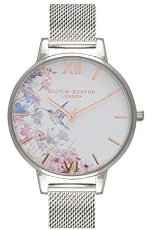 Olivia Burton Montre Analogique à Quartz pour Femme Collection Painterly Prints avec Bracelet Milanais en Acier Inoxydable é - OB16PP75